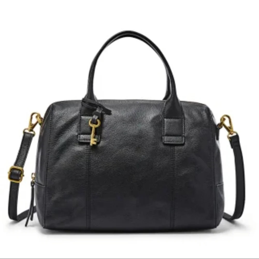 Fossil Jori‎ Black Leather Mini Satchel Handbag Purse Vintage Hobo Crossbody